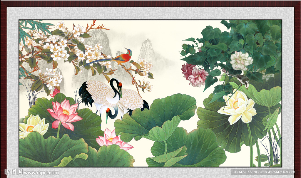 荷花仙鹤