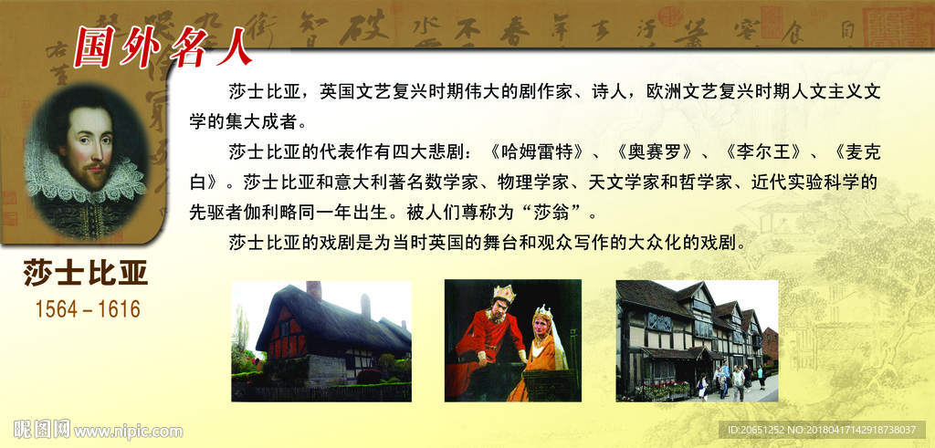 中外名人——莎士比亚