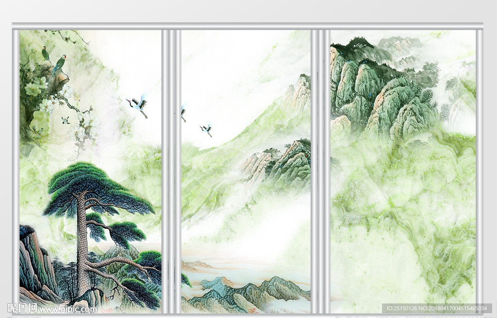 中国风山水画移门