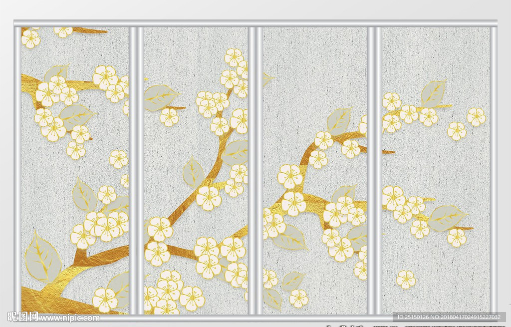 简约质感花卉移门