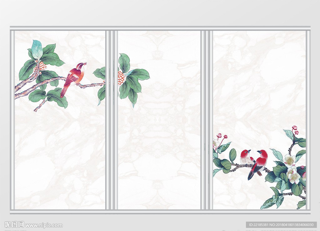 简约花鸟移门