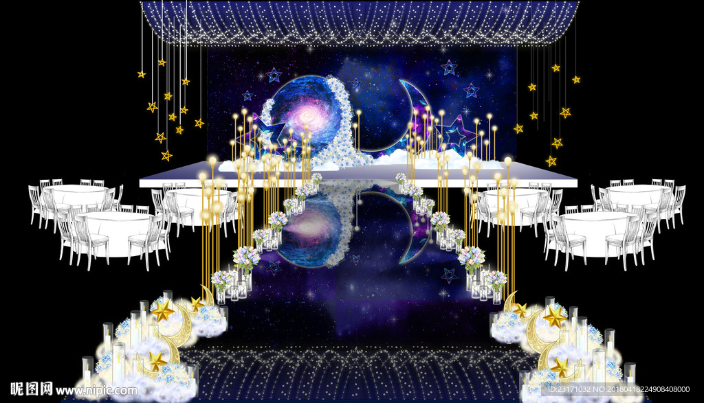 蓝色系星球婚礼效果图