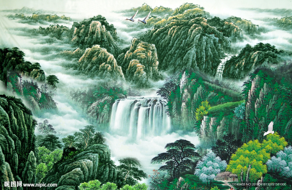 山水国画背景墙