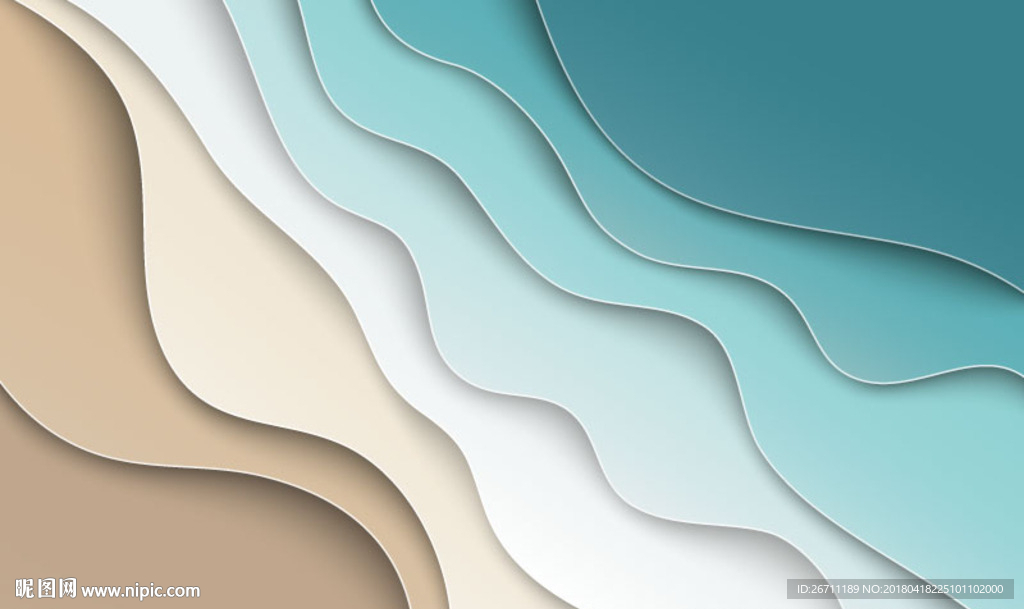 沙滩海浪矢量背景设计图片