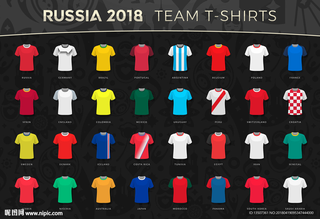 手绘2018俄罗斯世界杯队服