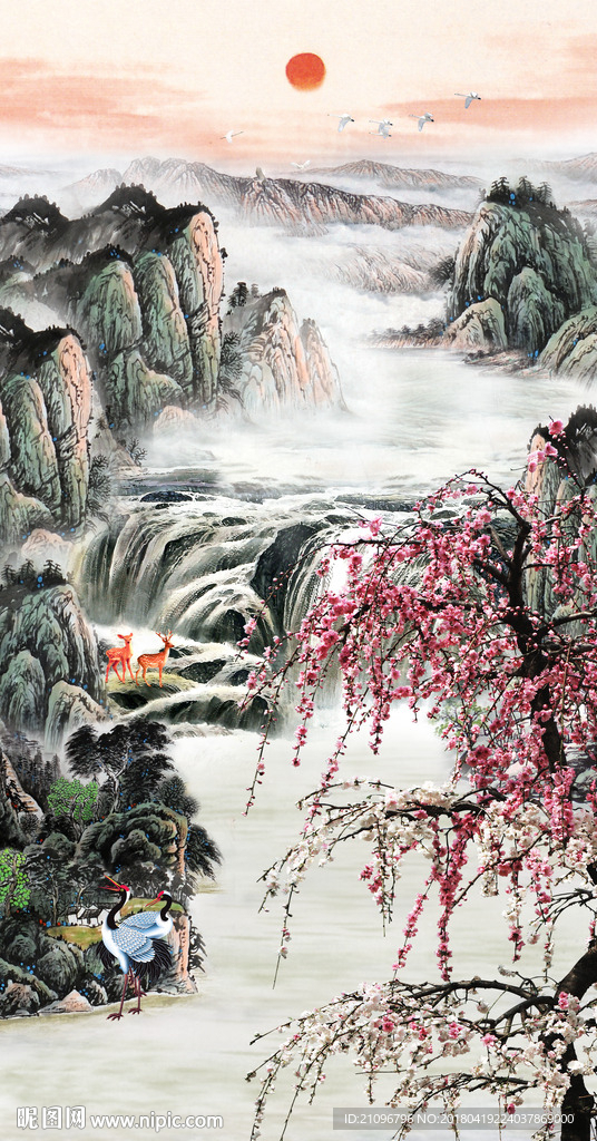 山水国画玄关