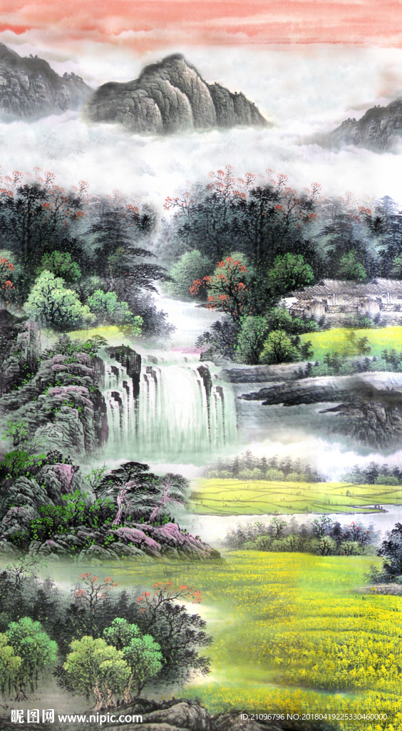 山水国画玄关