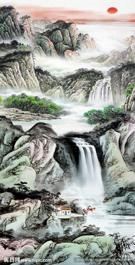 山水国画玄关