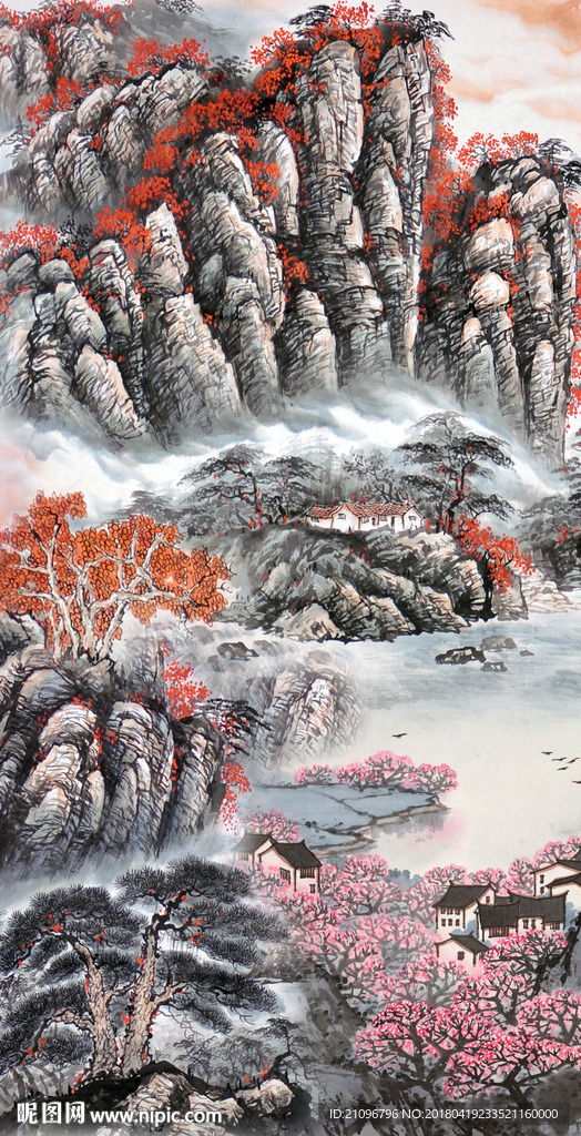 山水国画玄关