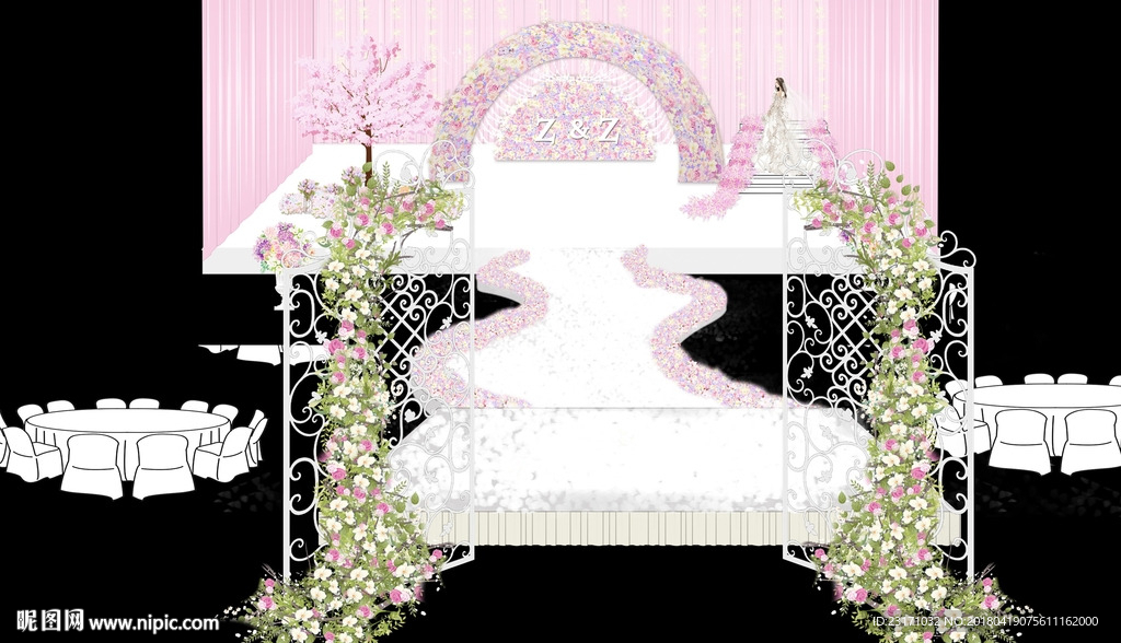 浅粉色系婚礼效果图