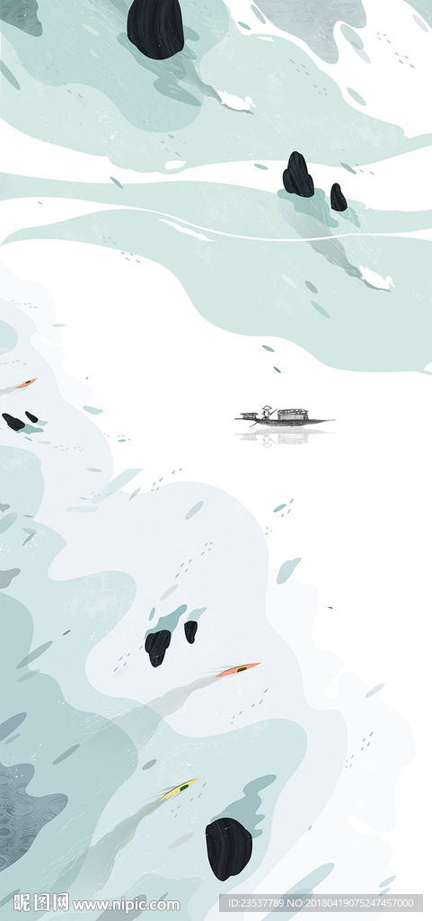 新中式抽象山水意境玄关