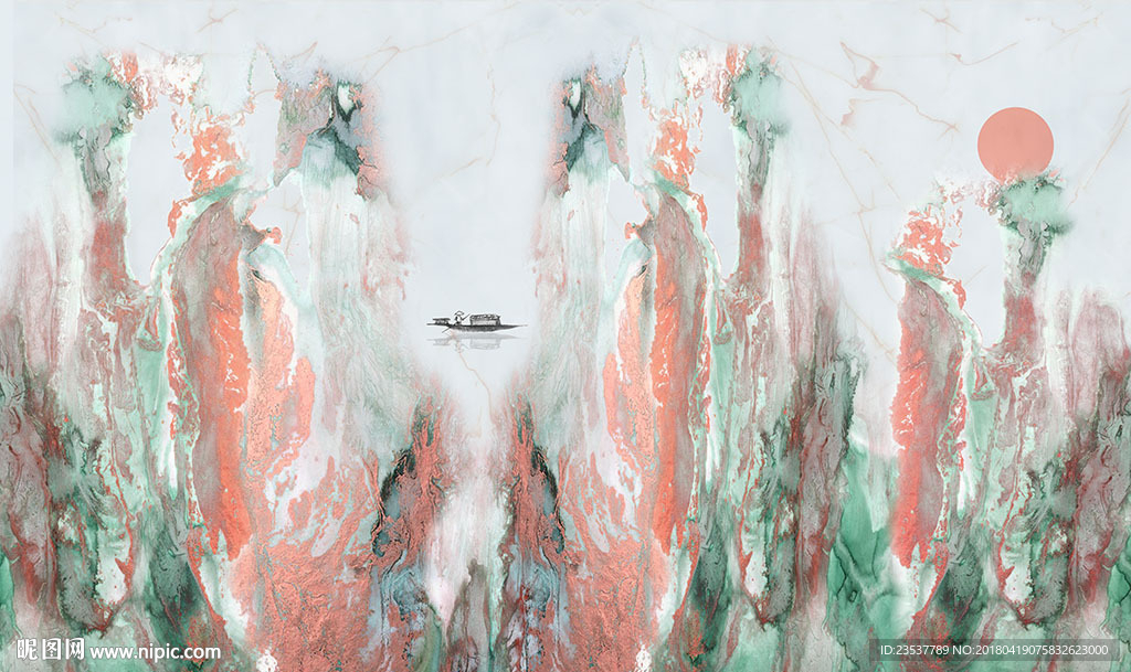 抽象山水电视背景墙