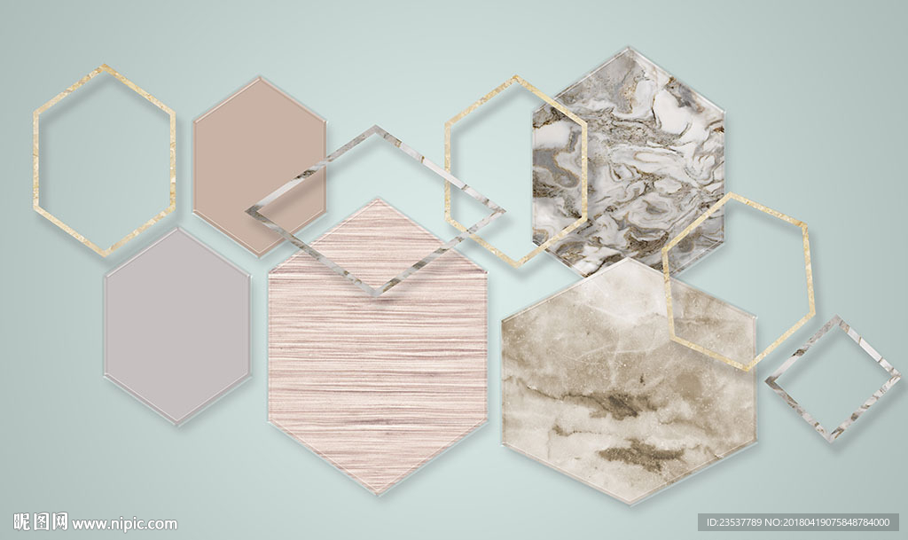 大理石几何方块立体电视背景墙