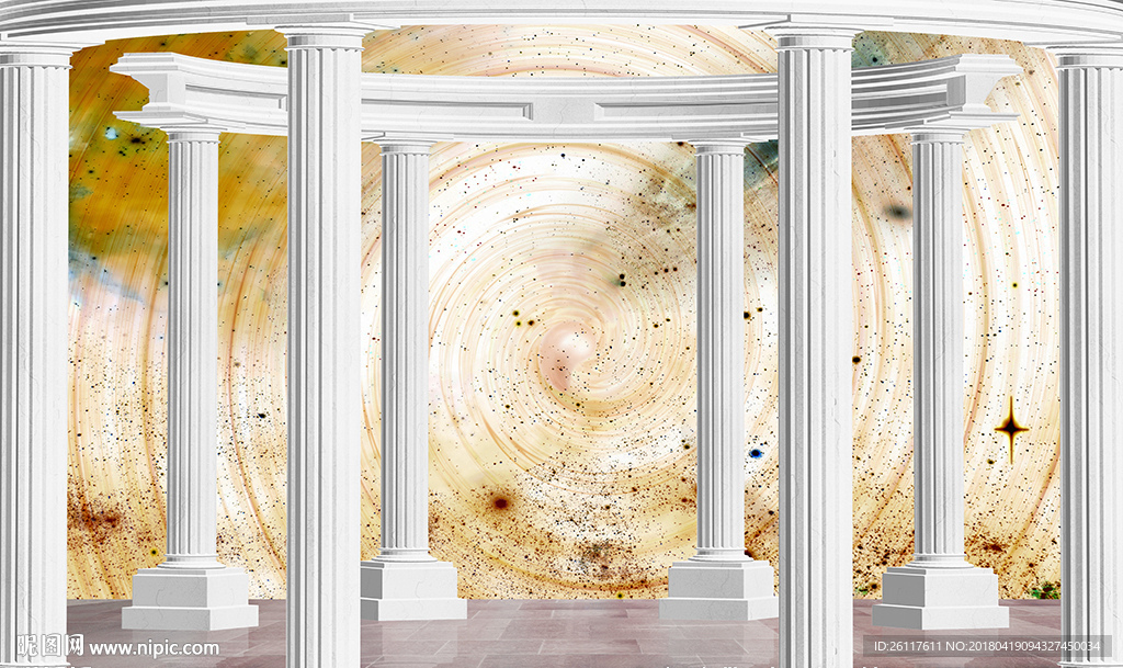 梦幻漩涡星云罗马柱电视背景墙