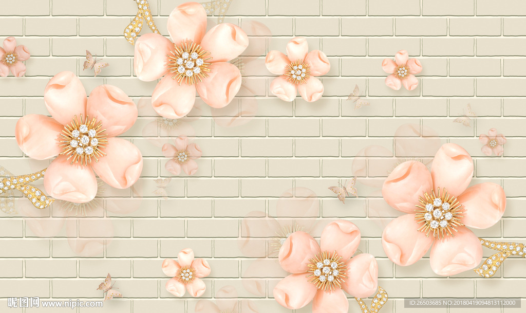 立体清新花背景墙