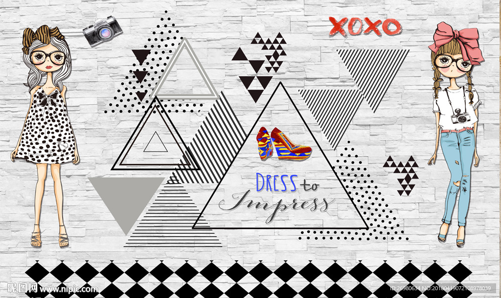 简约时尚现代几何美女背景