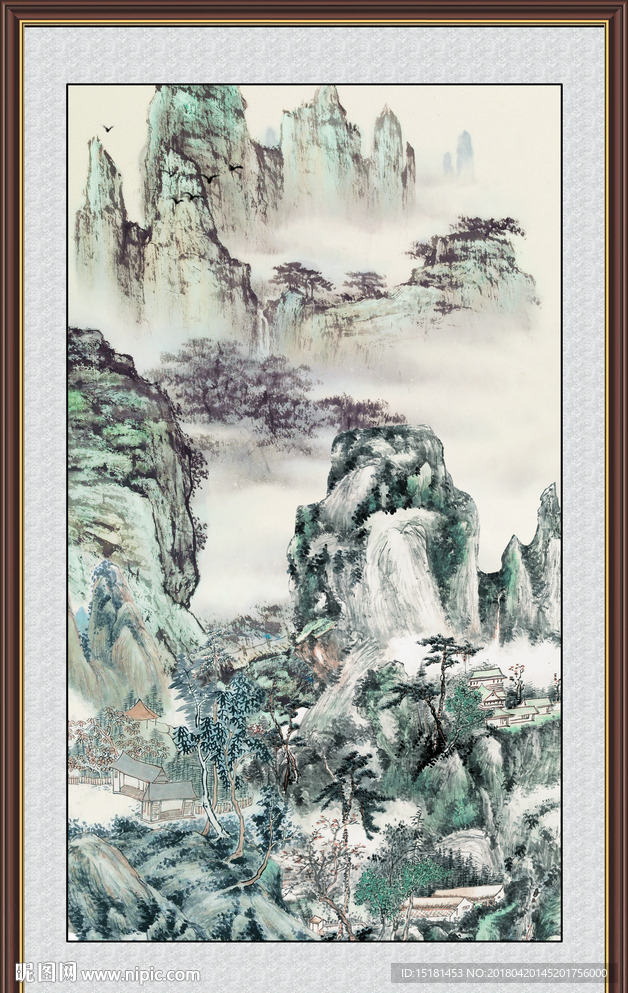 竖幅国画风景