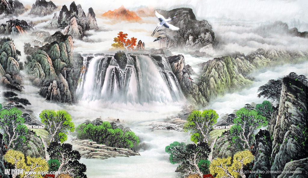 山水国画背景墙