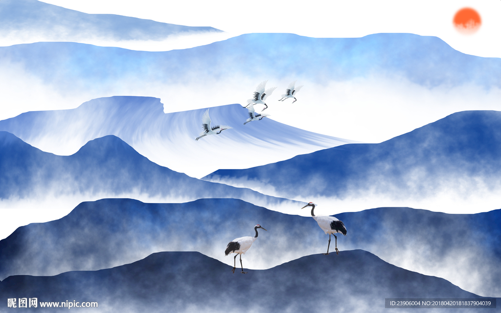 新中式抽象水墨山水画