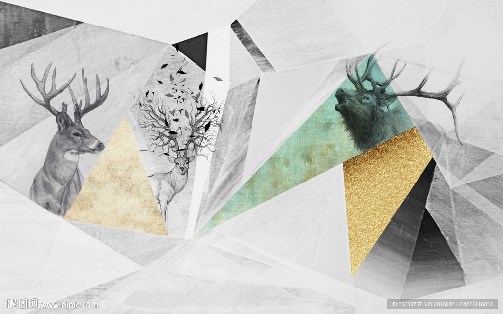 创意麋鹿户外背景底纹素材