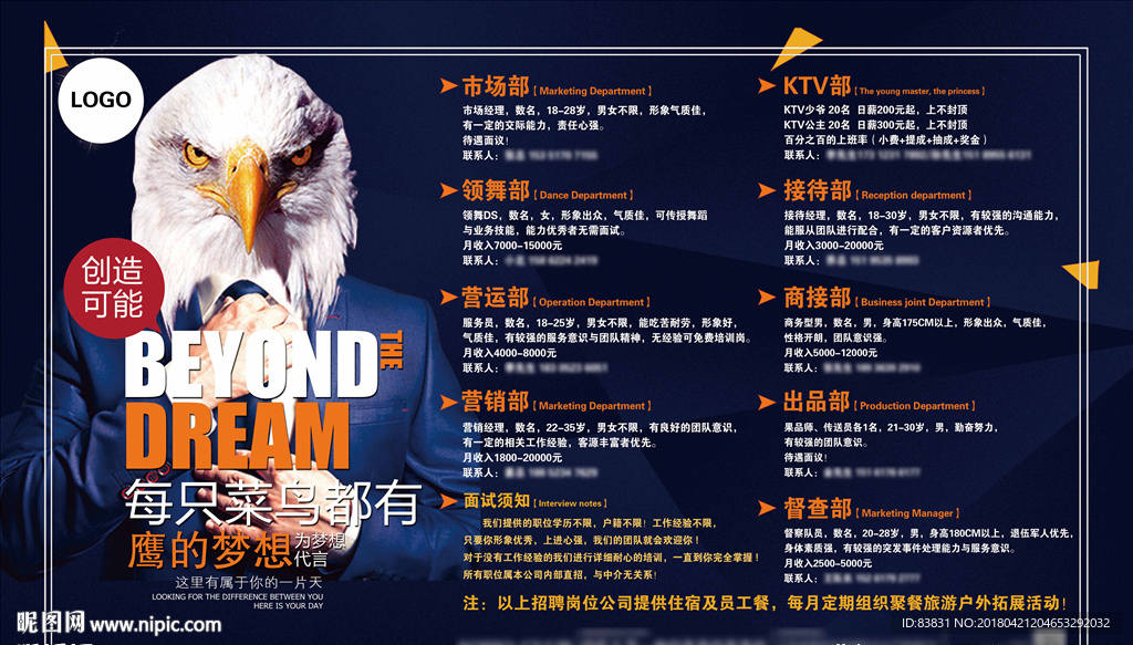 酒吧招聘喷绘海报