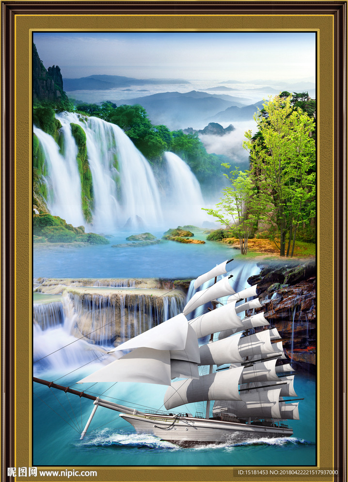 山水风景一帆风顺