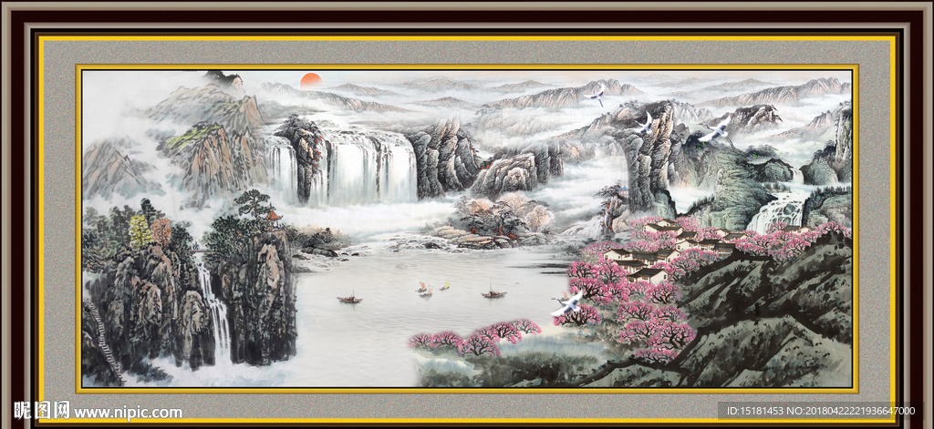 国画山水 旭日东升