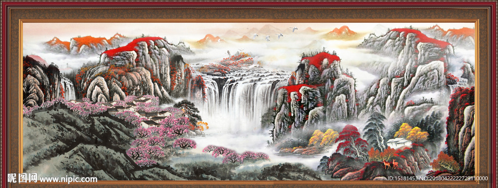 泰山国画山水
