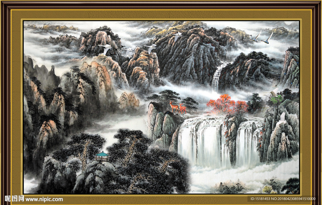 泰山国画山水