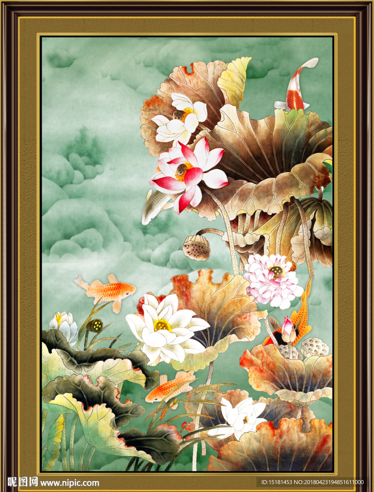 竖幅荷花