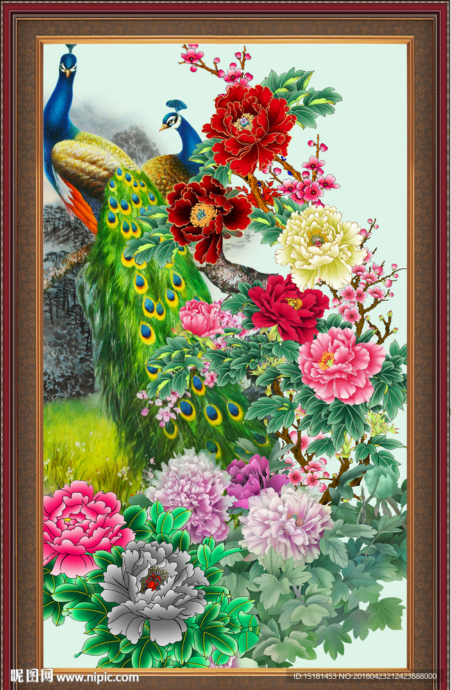 牡丹孔雀图