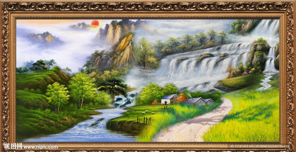山水油画风景