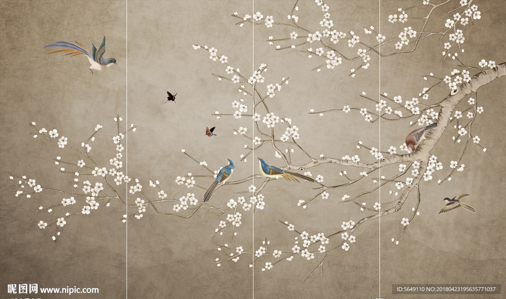 新中式花鸟手绘装饰画