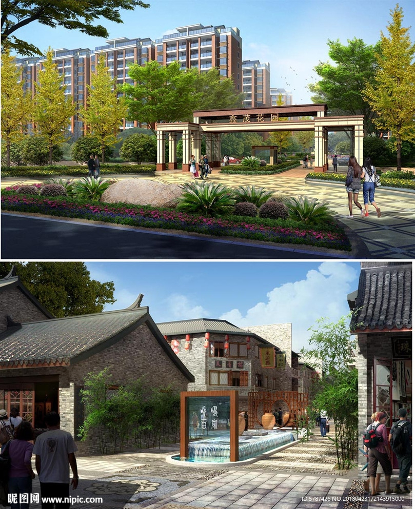 小区园林建筑设计效果图