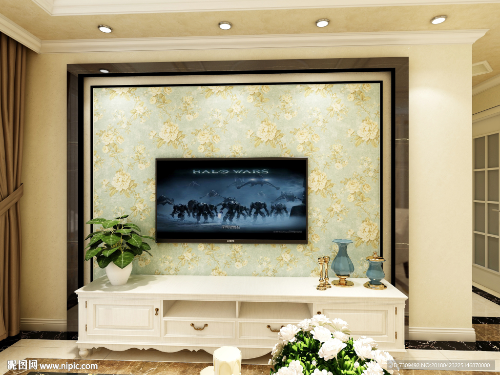 欧式电视背景装修效果图