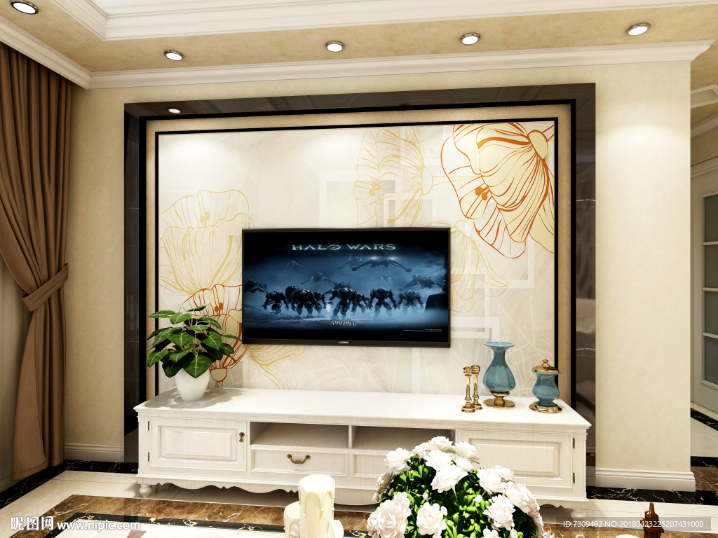 欧式电视背景墙效果