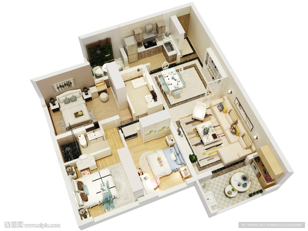 欧式户型装修效果图