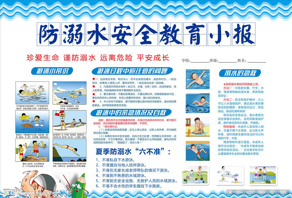 夏季暑期防溺水教育小报