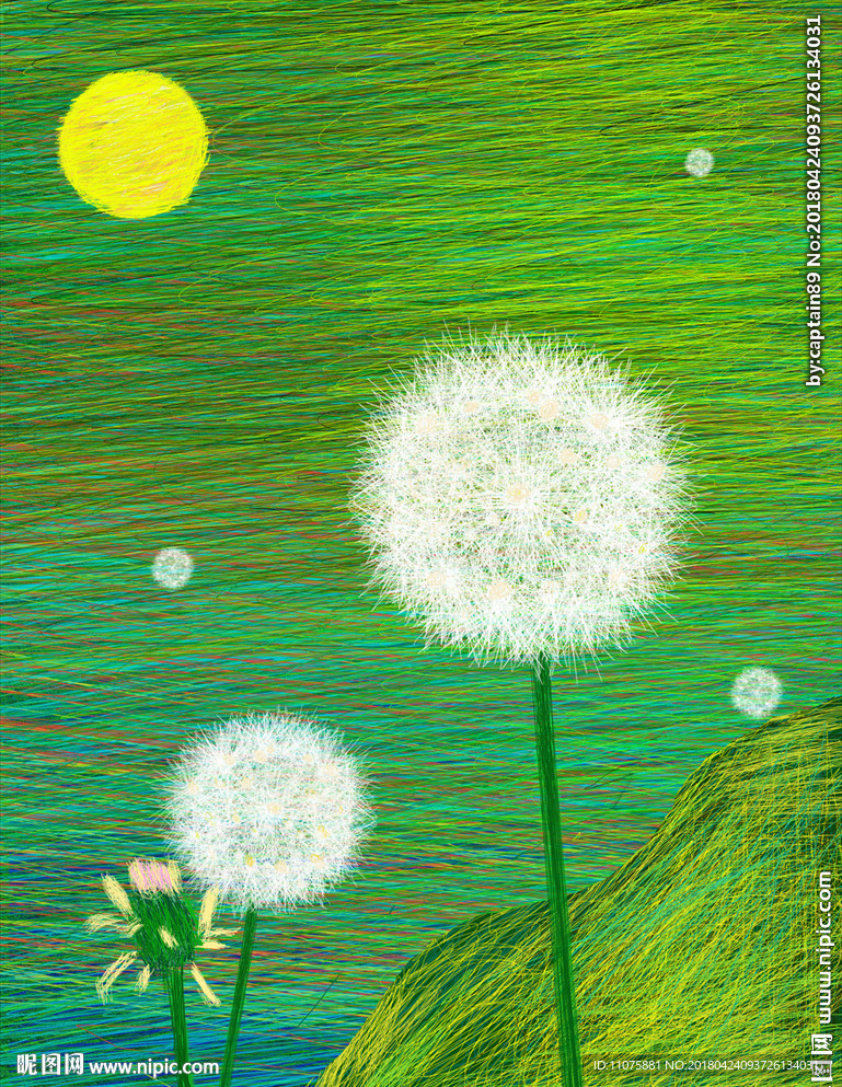 唯美原创线圈印象治愈系插画海