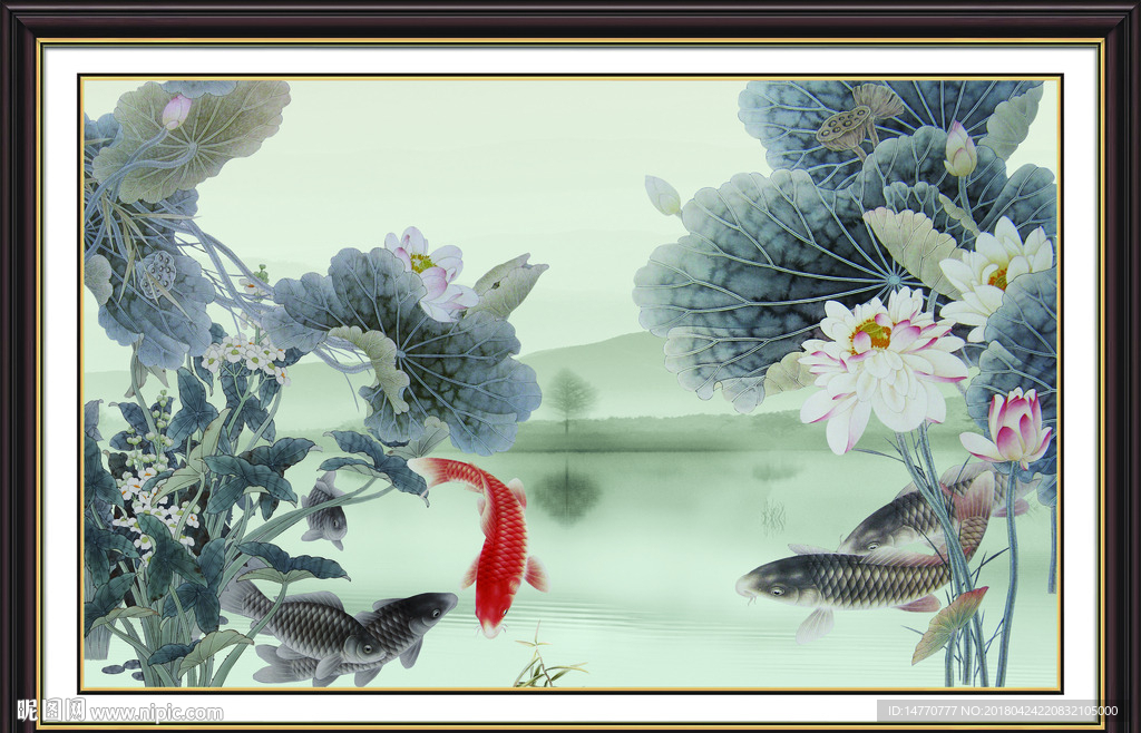 荷花鲤鱼图