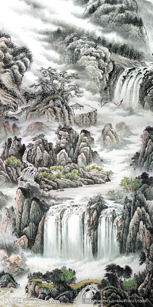 山水国画玄关