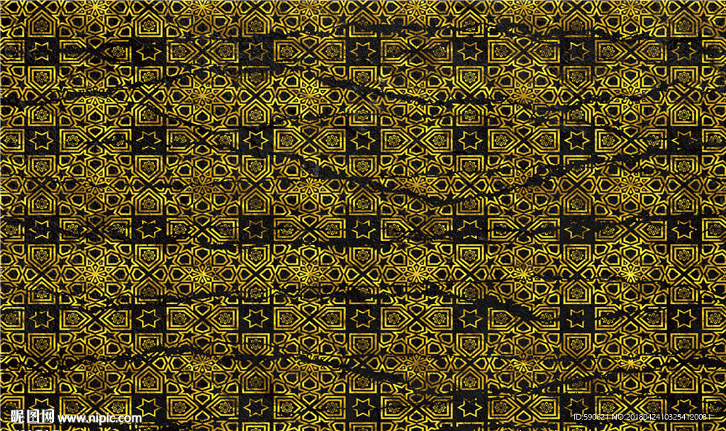 金色花纹背景墙