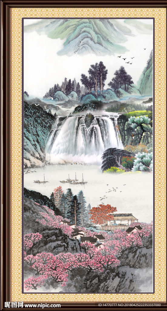 竖幅巨幅山水画