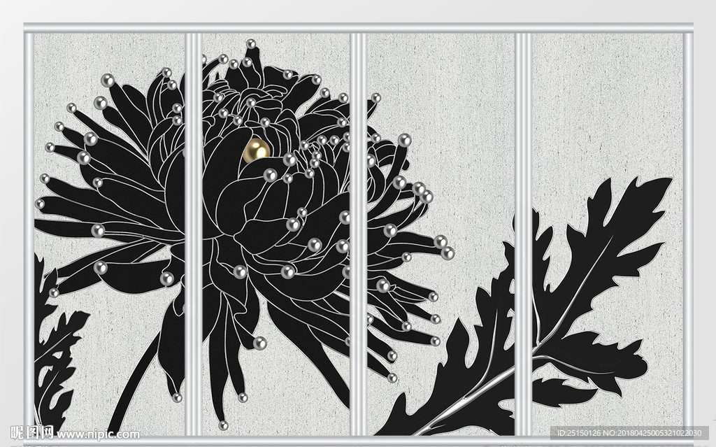 现代简约质感菊花移门