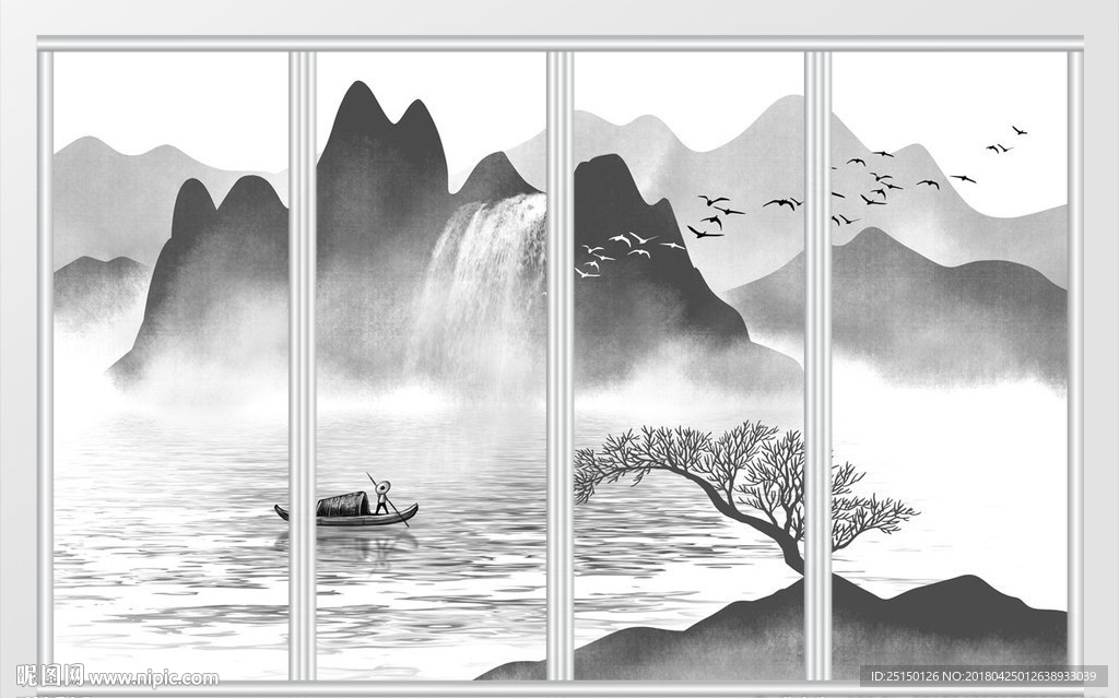 新中式水墨山水移门