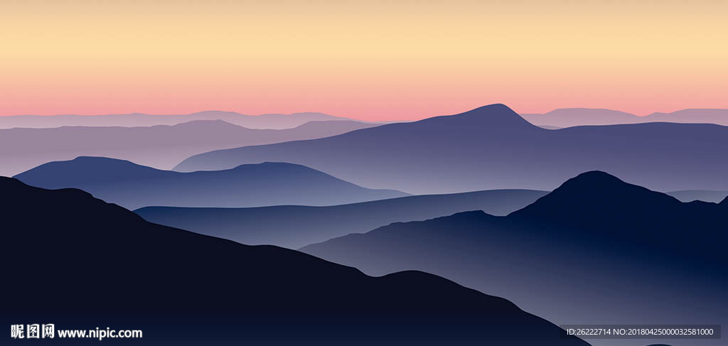 山脉山峰矢量插画背景墙