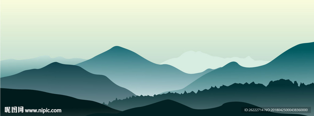 矢量山水画背景墙