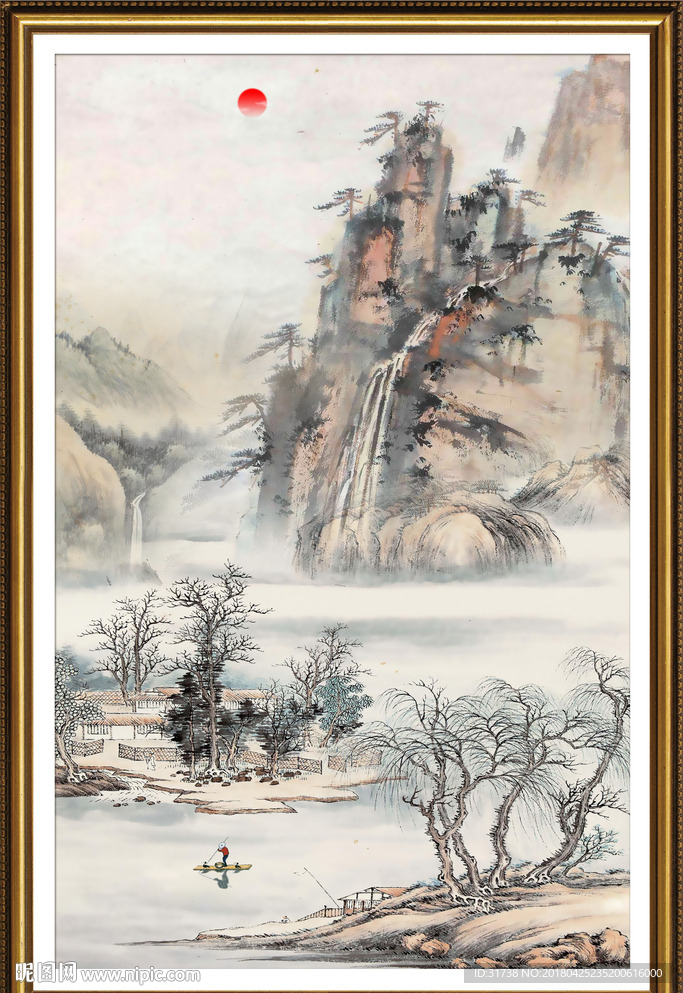 竖幅山水画