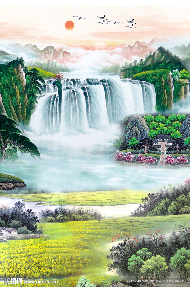 山水国画玄关