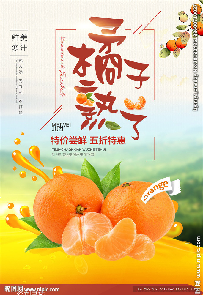 橘子海报 柑橘海报 水果橙子